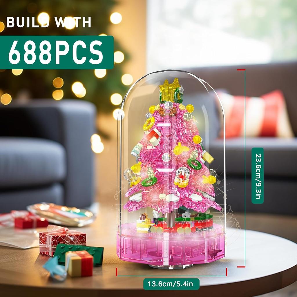 MOULD KING 10089 10090 Рождественский строительный блок Волшебная рождественская музыкальная шкатулка со светодиодными деталями Модель Рождественское украшение в подарок