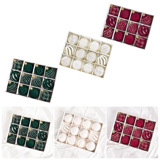 12 шт. Бархатные рождественские шары Декоративные пластиковые украшения Украшение для праздничной елки для Рождества, свадеб, вечеринок