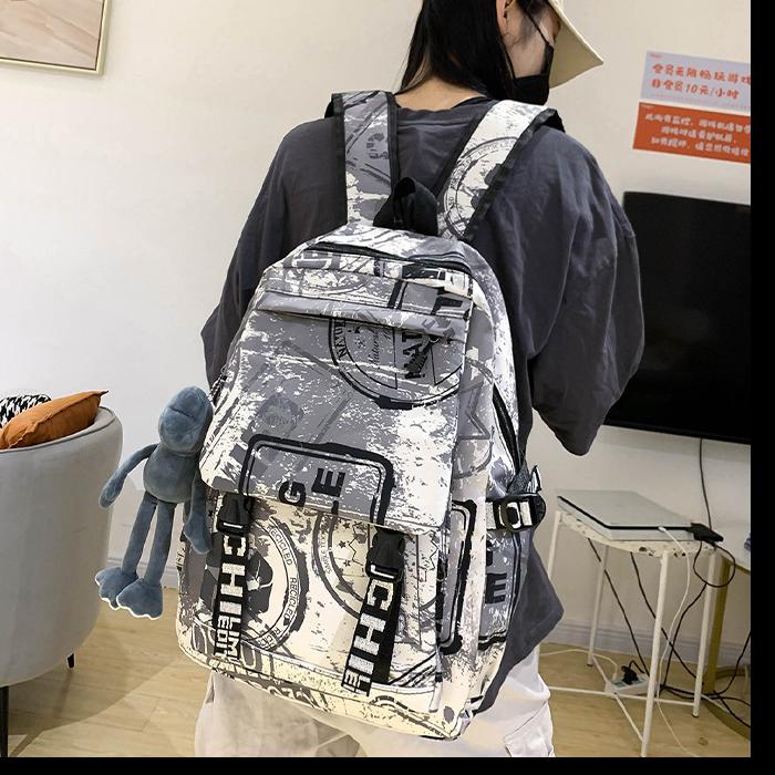 Fashion Shoulders School Bags Nylon Teenagers Backpack Breathable Girls Boy Schoolbag Large Capacity Graffiti Bookbags