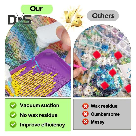 Вакуумная алмазная художественная ручка, беспроводная электрическая алмазная художественная ручка со сменными наконечниками, 3 регулируемых режима всасывания, вакуумная ручка для самостоятельного изготовления алмазных художественных изделий
