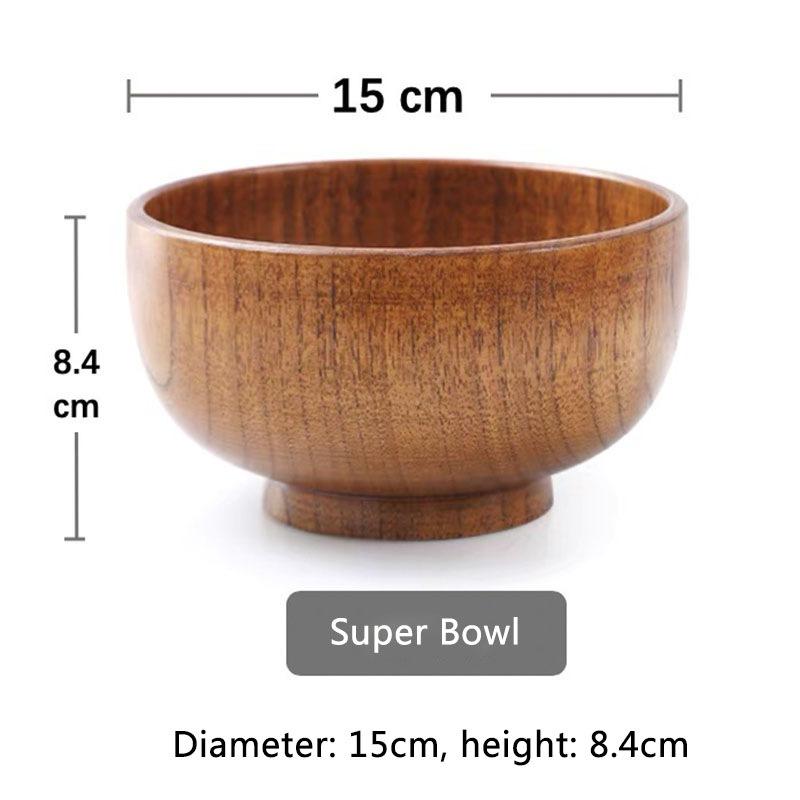 180-800ml Japanese Style Wooden Bowl Salad Soup Rice Bowl Natural Tableware Food Utensil Kitchen Ramen Noodles Dinner Tableware