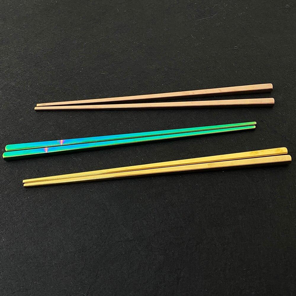Black Gold Stainless Steel Chinese Chopsticks Non-Slip Reusable Metal Chopstick for Home Food Sticks Tableware Kitchen Tool
