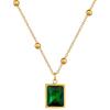 Square Emerald Minimalist Furnace Real Gold Necklace Female Collarbone Chain Accessories