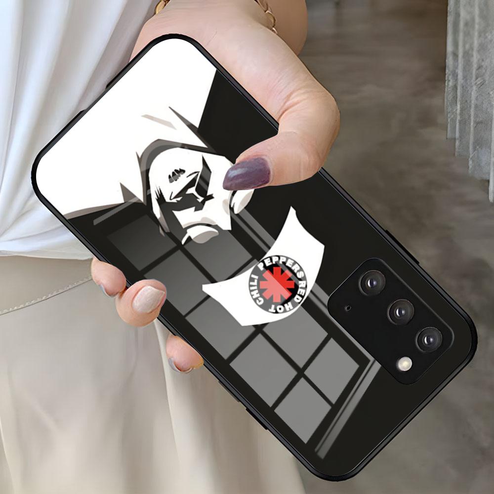 R-Red H-Hot C-Chili P-Peppers Phone Case For Samsung S26 S25 S24 FE S23 S22 S21 Plus S20 Ultra Note20Ultra Black Glass Cover