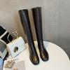 2025 Зимние Хлопковые Женские Сапоги до Колена Модные Молнии Женские Элегантные На Низком Каблуке Длинные Ботильоны Мягкая Кожа Женская Обувь