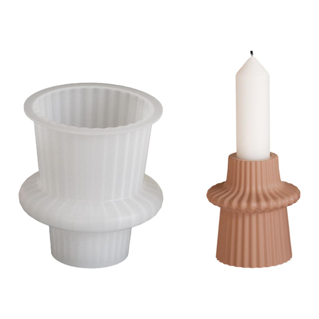 Прочная силиконовая форма для подсвечника, универсальная силиконовая форма для полосатого подсвечника для изготовления стильных подсвечников