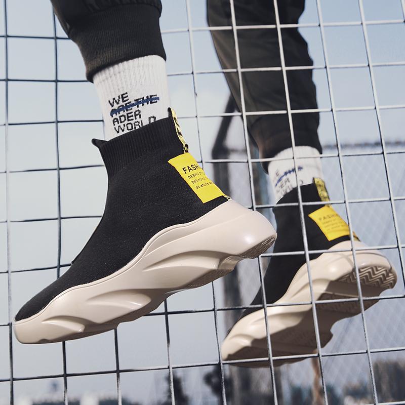 Мужская модная повседневная обувь, высокие мужские кроссовки, трендовые сетчатые бахилы, дышащие спортивные кроссовки для бега, новые носки, обувь