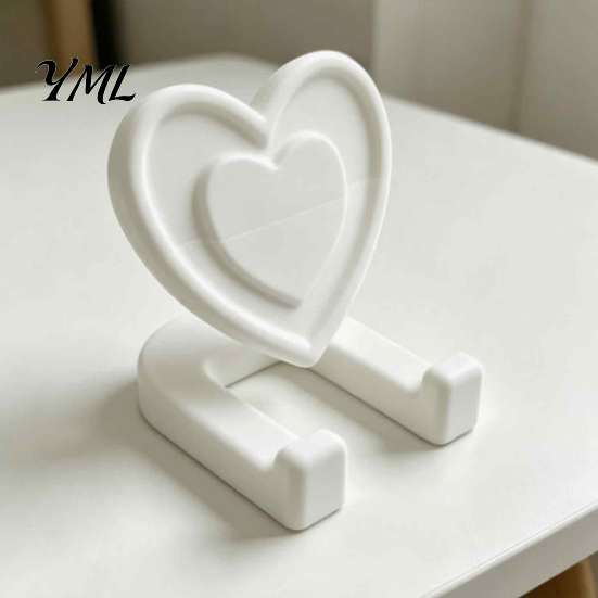 Birthday Gift for Best Friends Minimalist Heart Shaped Phone Tablet Stand, 3D Printed Cute Desktop Holder, DIY Compact Office Desk Decor Blank