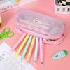 Transparent Visible Mesh Pencil Bag Portable Large-Capacity Unisex Stationery Storage Box High-looking Simple Student Pen Bo