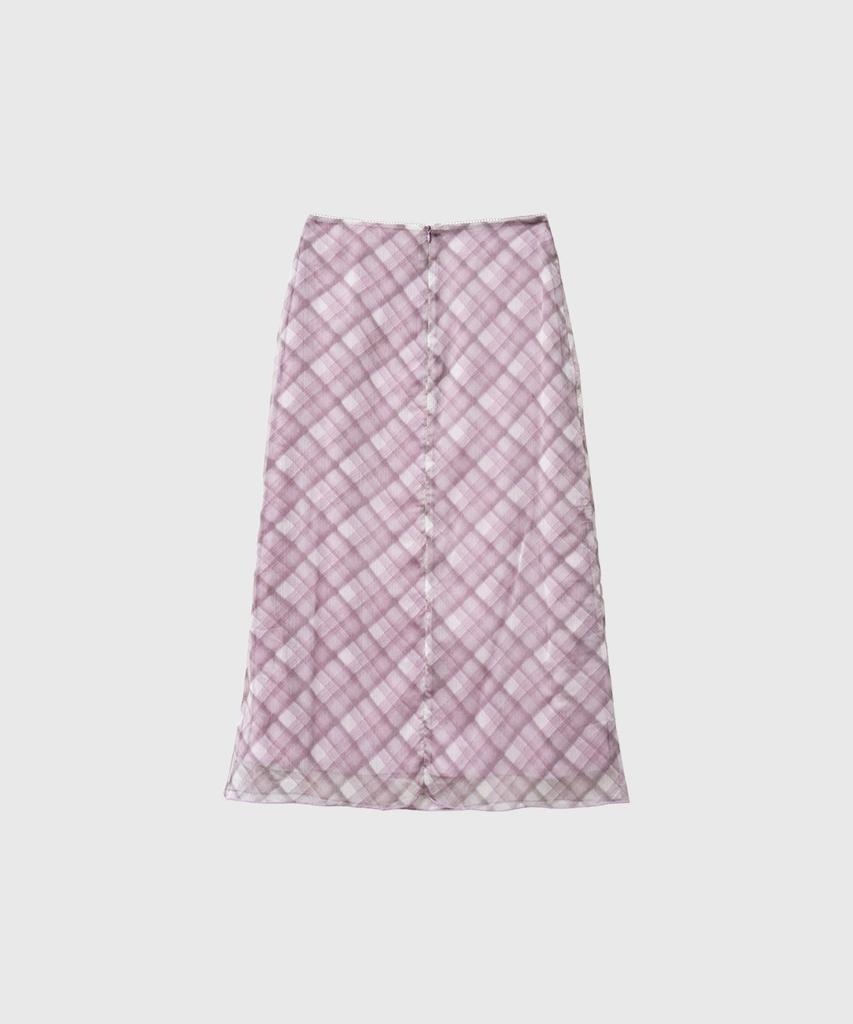 General Idea Check Sheer Long Skirt [Soft Pink] / Gf2Lsk510