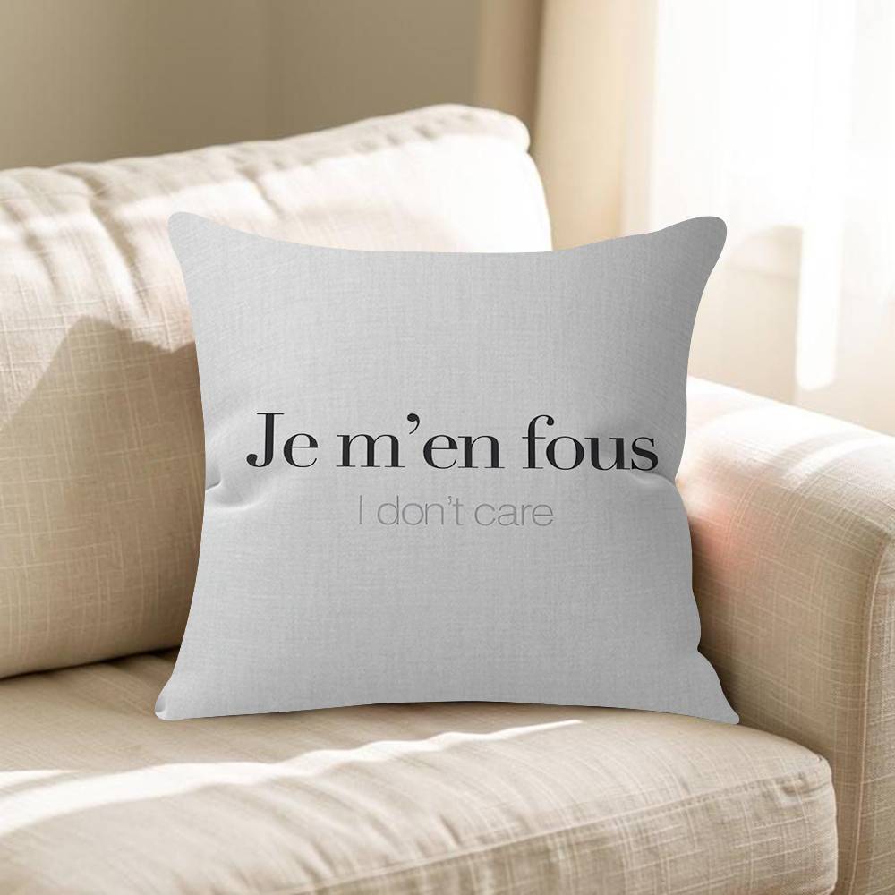 Je Men Fous French Quote Pillow Cushion Cover Pillowcase Living Room Sofa Home Decor Customized