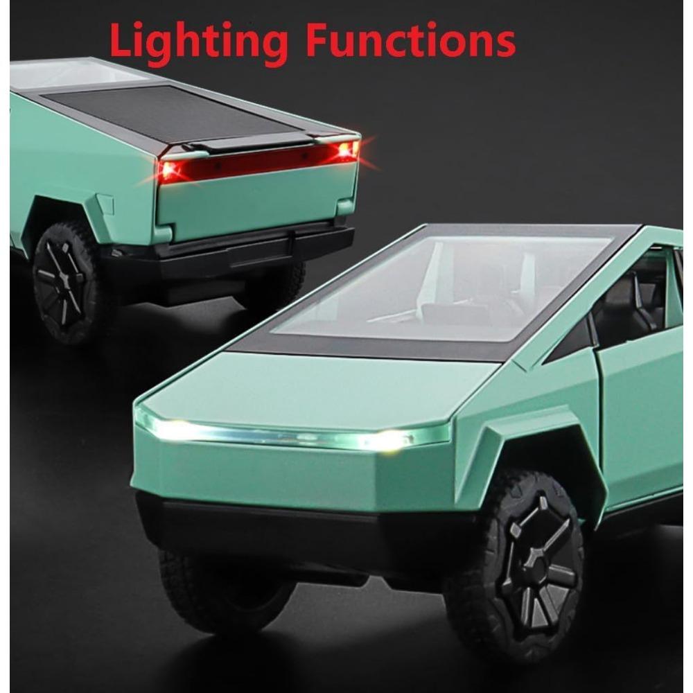 1/32 Комплект модели пикапа Tesla RV, сплав для внедорожников, модель автомобиля, литая под давлением металлическая игрушка, модель грузовика, имитация звукового света, с RV