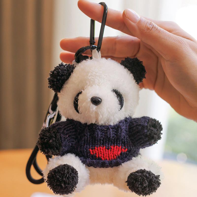 Colorful Panda Plush Keychain With Pp Cotton Filling For Girls And Kids