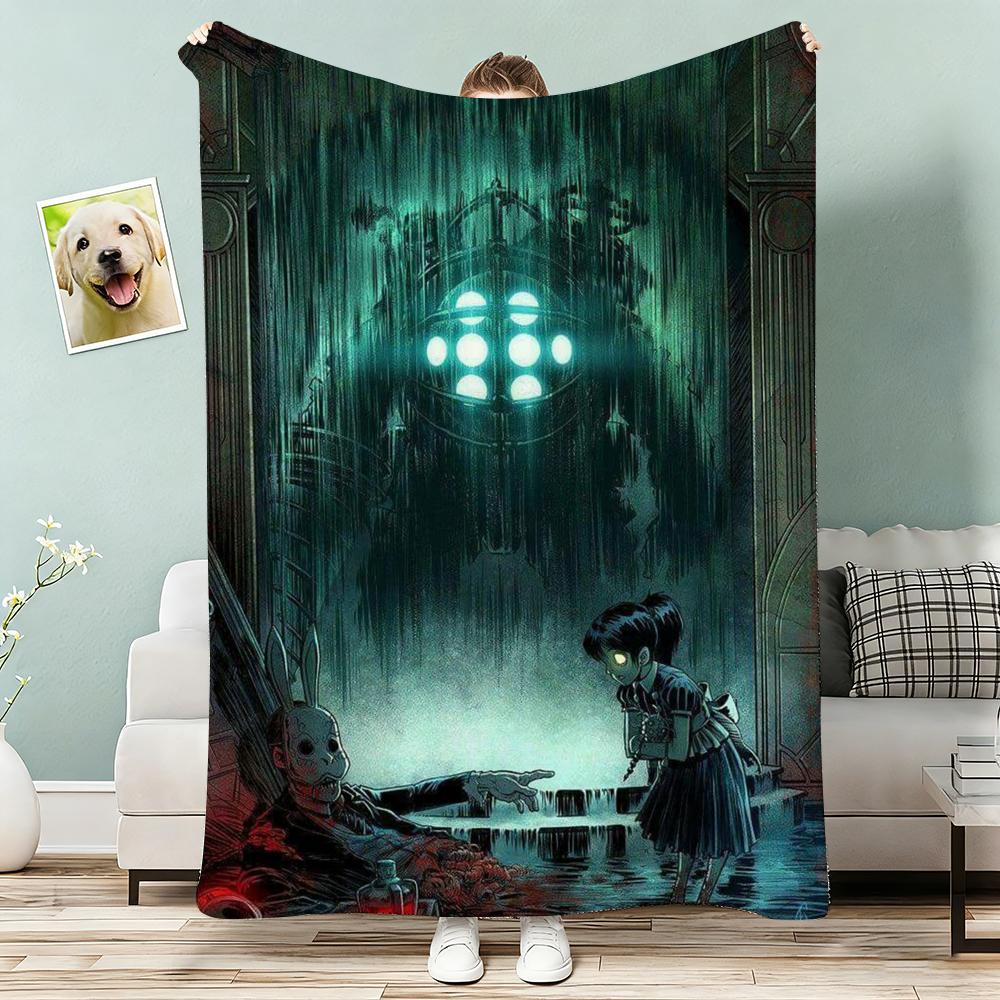 Bioshock Rapture Throw Lightweight 240g Flannel Blanket Soft Skin-friendly for Summer Cooling