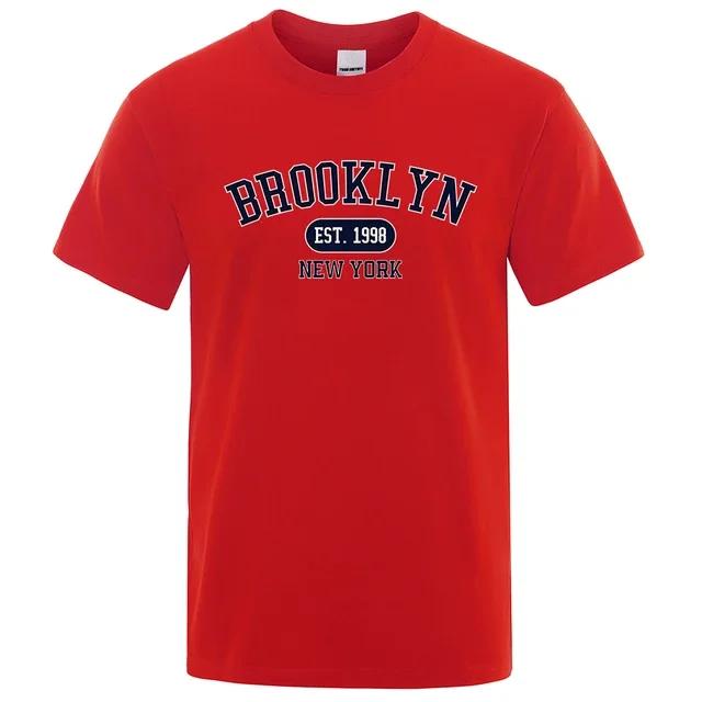 Brooklyn Est.1998 New York Letter Print Футболки мужские и женские повседневные с коротким рукавом дышащие модные топы хлопковые футболки больших размеров