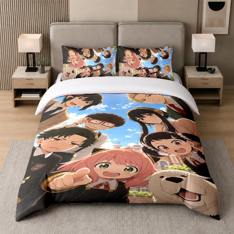 3Pcs Bed Set,Spy × Family 1 Duvet Cover and 2 Pillowcases, Printed Bedding Decor For Guest Room