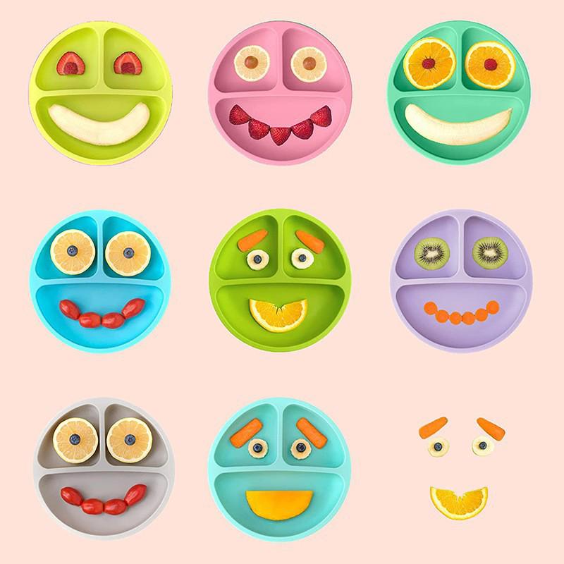 Silicone Baby Tableware Set: Bowl, Fork, Spoon, Plate with Suction Cup