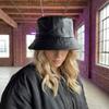 Leather Luminous Bucket Hat Wide Brim Shiny Sun Cap Unisex Laser Rainbow Fisherman Hat  Sunshade