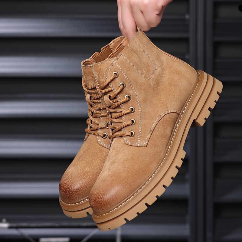 Мужские ботинки из коровьей замши, повседневные высокие зимние ботинки, мужская обувь, меховые, плюшевые, теплые, мотоциклетные ботинки Zapatos Hombre