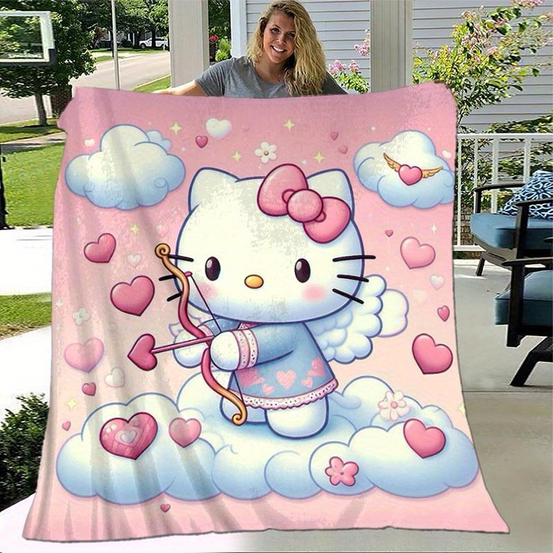 1pc. Hello Kitty Cupid Cloud Heart Print Blanket - Home Office Outdoor Gift Suitable for All Seasons (Ho