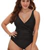 New Swimsuit Women's European and American Plus Fat Plus Size One-piece Pleated Cross-looking Thin and Tight Sexy Swimsuit