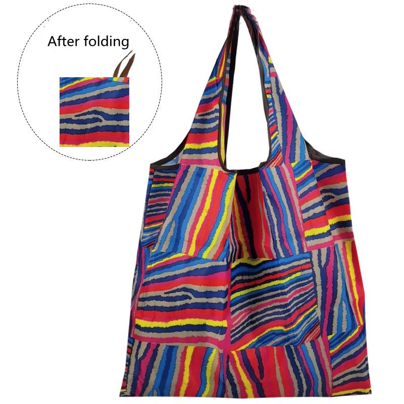 1PC Reusable Shopping Bag Folding Nylon Bag Printing Eco Large Capacity Grocery Bags Waterproof Portable Shopping Bags