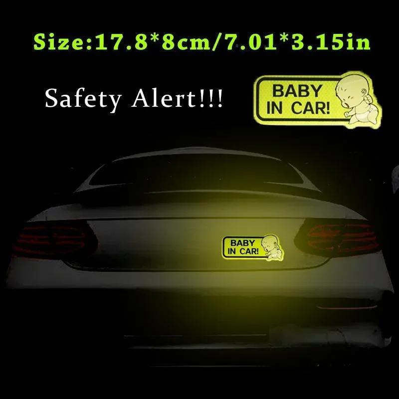 Reflective Baby Kids Safety Warning Signs Stickers Lovely Cartoon BABY IN CAR Window Bumper Car Sign Decal Sticker