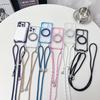 For iPhone 15 Pro Magnetic Case Ring Kickstand TPU+PC Phone Cover with Lanyard