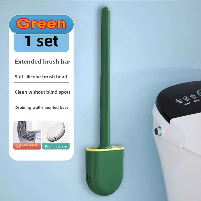 Silicone Toilet Brush Cleaner Wc for  Bathroom Cleaning Toilet Acssories Long Handle FlexibleCleaner Brush BathroomAcssories