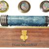 Custom Multicolor Brass Kaleidoscope with Leather and Wood Box Personalized Gift for Dads Men Women, Kids Birthdays, Christmas Decor (Blue)