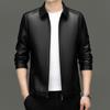 Thin Leather Jacket Men's Spring and Autumn New Men's Leather Jacket Casual Business Slim Lapel Men's PU Leather Jacket