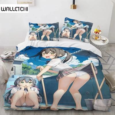 Комплект постельного белья Kawaii Anime sexy Girl, пододеяльник, одеяло, комплект постельного белья, наволочка, размер King Queen Twin для мальчиков и девочек для взрослых
