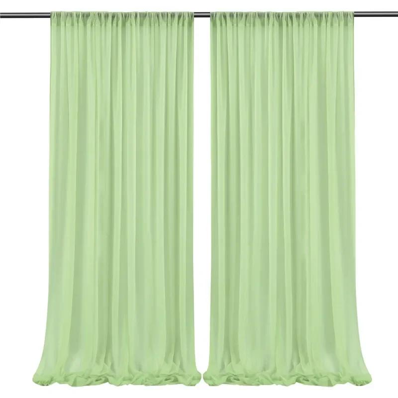 2pcs 5ft X10ft Chiffon Backdrop Curtains, 2 Layer Sheer Fabric Backdrop Drapes Drapes for Bridal Shower Wedding Arch Party Decor