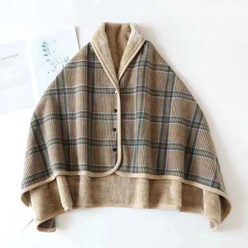 1PC Wearable Blanket Shawl Blanket Flannel Lazy Casual Office Blanket Retro Grid Stripes Warm Blanket For Winter 80×135cm