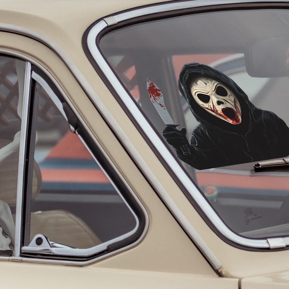 Маска ужаса на Хэллоуин мужская, украшение для балкона, стеклянного окна, антистатические наклейки на окна без клея