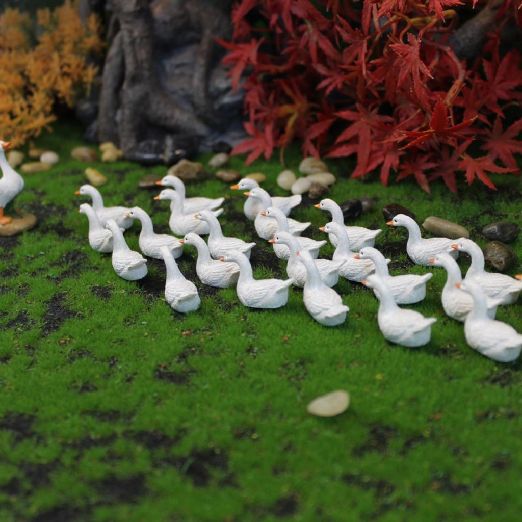 26Pcs Miniature Fairy Ducks Figurines Decoration Resin Tiny Ornament for Mini Garden Landscape Statues, Table, Kid Room Decoration