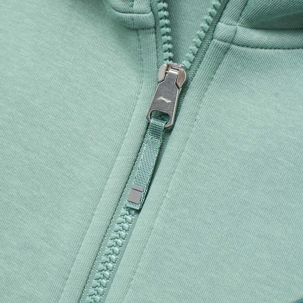 Li Ning Comfortable Casual Solid Color Hooded Zipper Cardigan Sweatshirt Men Sweatshirts Lake-Blue AWDU127-3