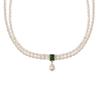 Gift Green Crystal Double Layer Pendant Choker Clavicle Chain Women Necklace Korean Style Necklace