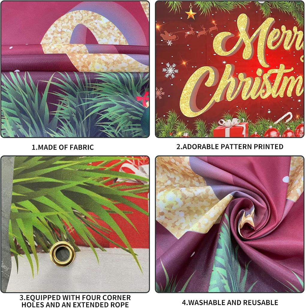 Large Merry Christmas Banner - 72x44 Inch Christmas Backdrop for Parties, Gatherings, Photo Shoots & Holiday Decor