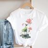 (Asian Size) Lovely Flower Trend Cute Short Sleeve T Shirt Fashion Women Casual Tee Top Clothing Print Ladies Female Graphic T-shirts