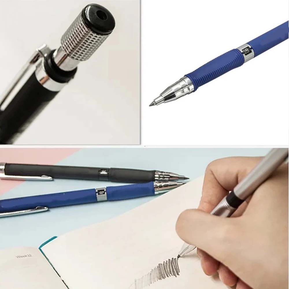 7 Pieces 2.0mm Mechanical Pencil Set with Pencil Sharpener Easy To Use, Suitable for Drawing, Office