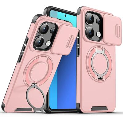 Противоударный магнитный чехол для Xiaomi 14T Pro со сдвижной шторкой для камеры, металлическим кольцом-подставкой, защитная крышка для Redmi Note 13 14 Pro Plus