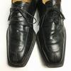 80s-90s? Vintage/MEZLAN Square Toe U-Tip Business Shoes Black size 8 Platinum Model Men's(USED)