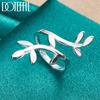 925 Sterling Silver Leaf Shaped Adjustable Ring Fashionable Wedding Jewelry