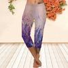 Брюки, летние короткие леггинсы, укороченные узкие брюки, леггинсы больших размеров, женские узкие брюки с 3D принтом лаванды
