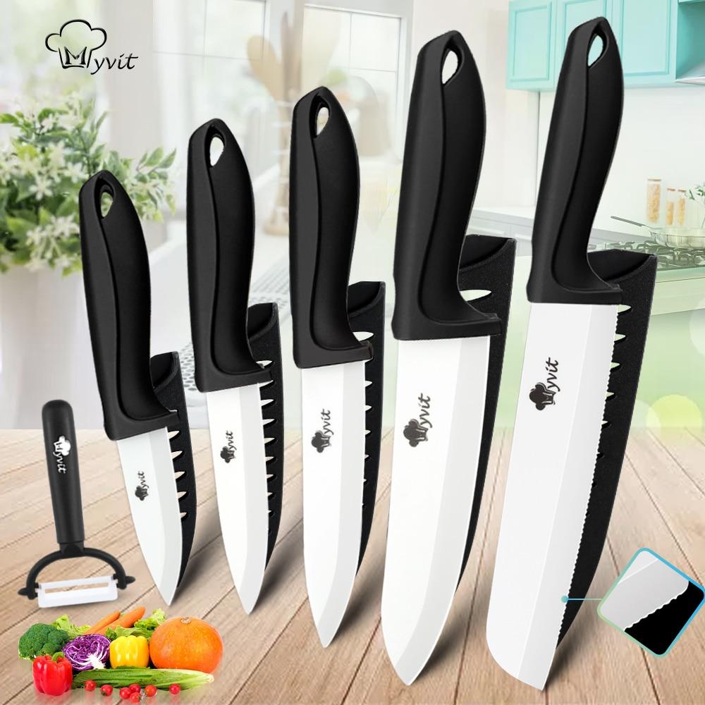 Ceramic Knife Set 3 4 5 6 Inch Kitchen Knife Set Fruit Vegetable Utility Slicing Zirconium White Blade Chef Knives