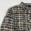 2026 Womens Silk-Lined Tweed Cropped Jacket With Stand Collar Colorful Sequins Plaid
