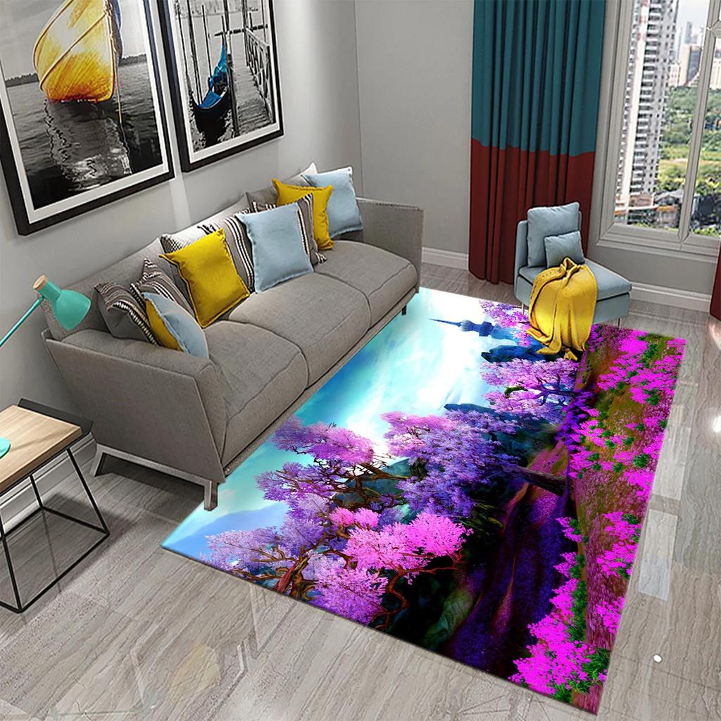 3D Ковер на тему сада Красочный ковер с цветами и растениями для спальни Напольный коврик Придверный коврик Коврик для ванной комнаты Нескользящий коврик Ковер Домашний декор
