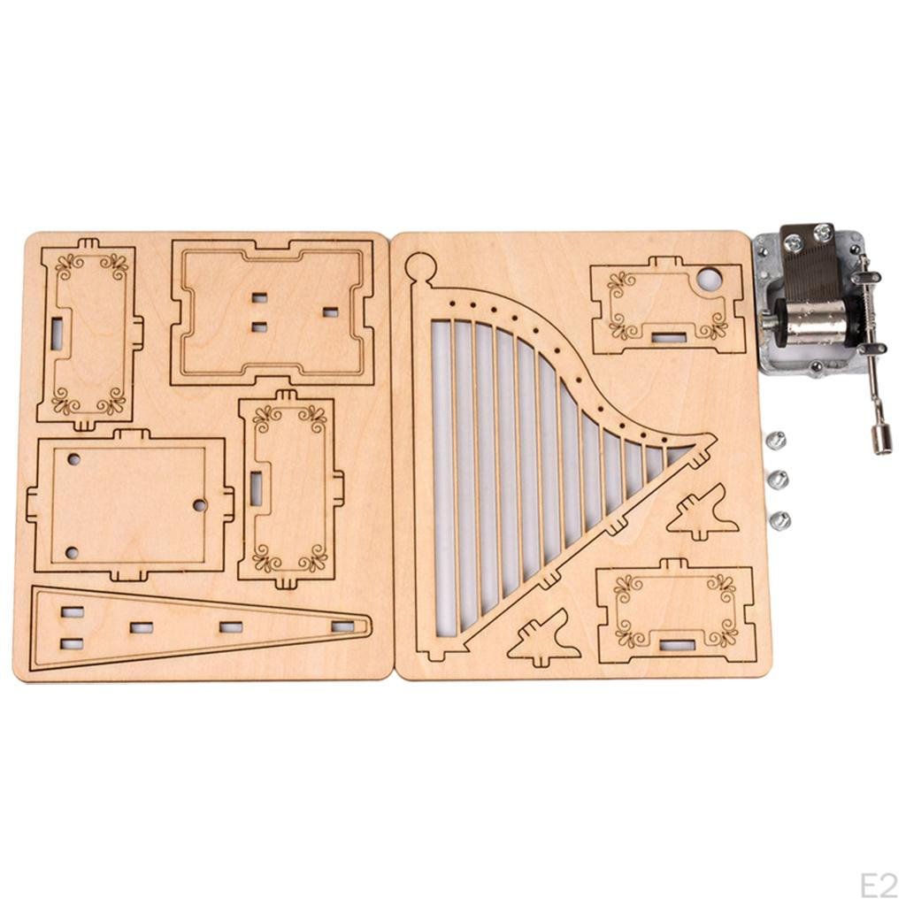Деревянная музыкальная шкатулка в форме арфы, сделай сам, музыкальная 3D-головоломка, подарки для детей и взрослых