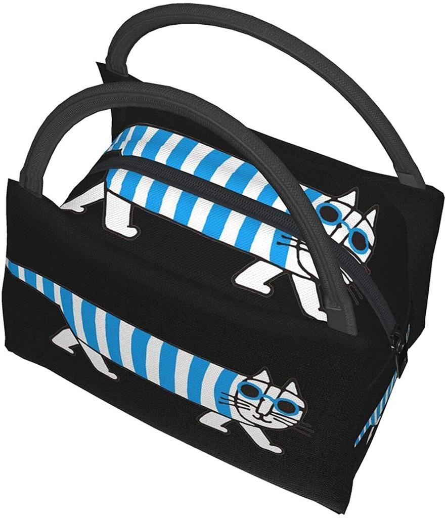 Lisa Larson Insulated Lunch Bag with Bento Cooler Bag with Soft Cooler Bag Clasp, Black, Box, Insulated, Zipper, Compact, Bag, Tote/Eco